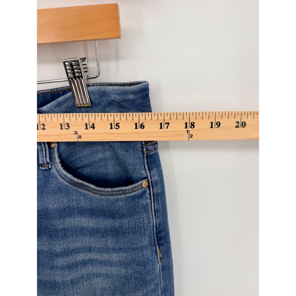 KUT from the Kloth Meg Wide Leg Jeans 8 Blue Raw Hem High Rise Coastal Boho - Picture 4 of 10